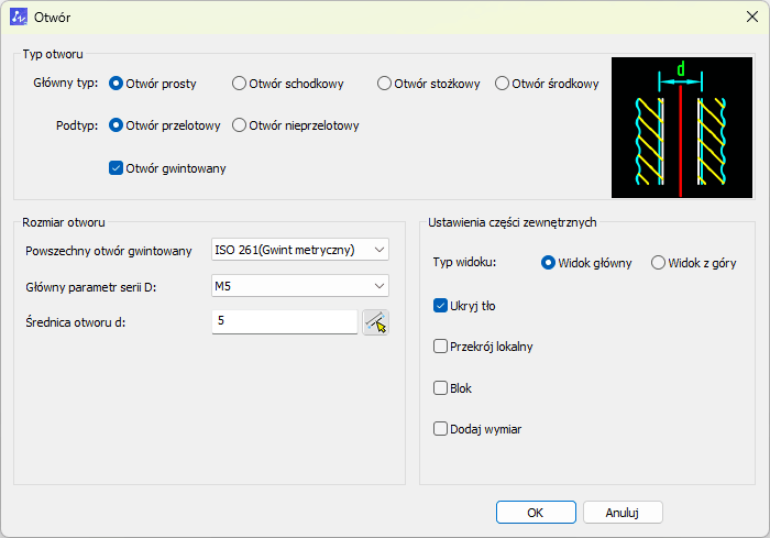 Generator otworów w ZWCADzie MFG