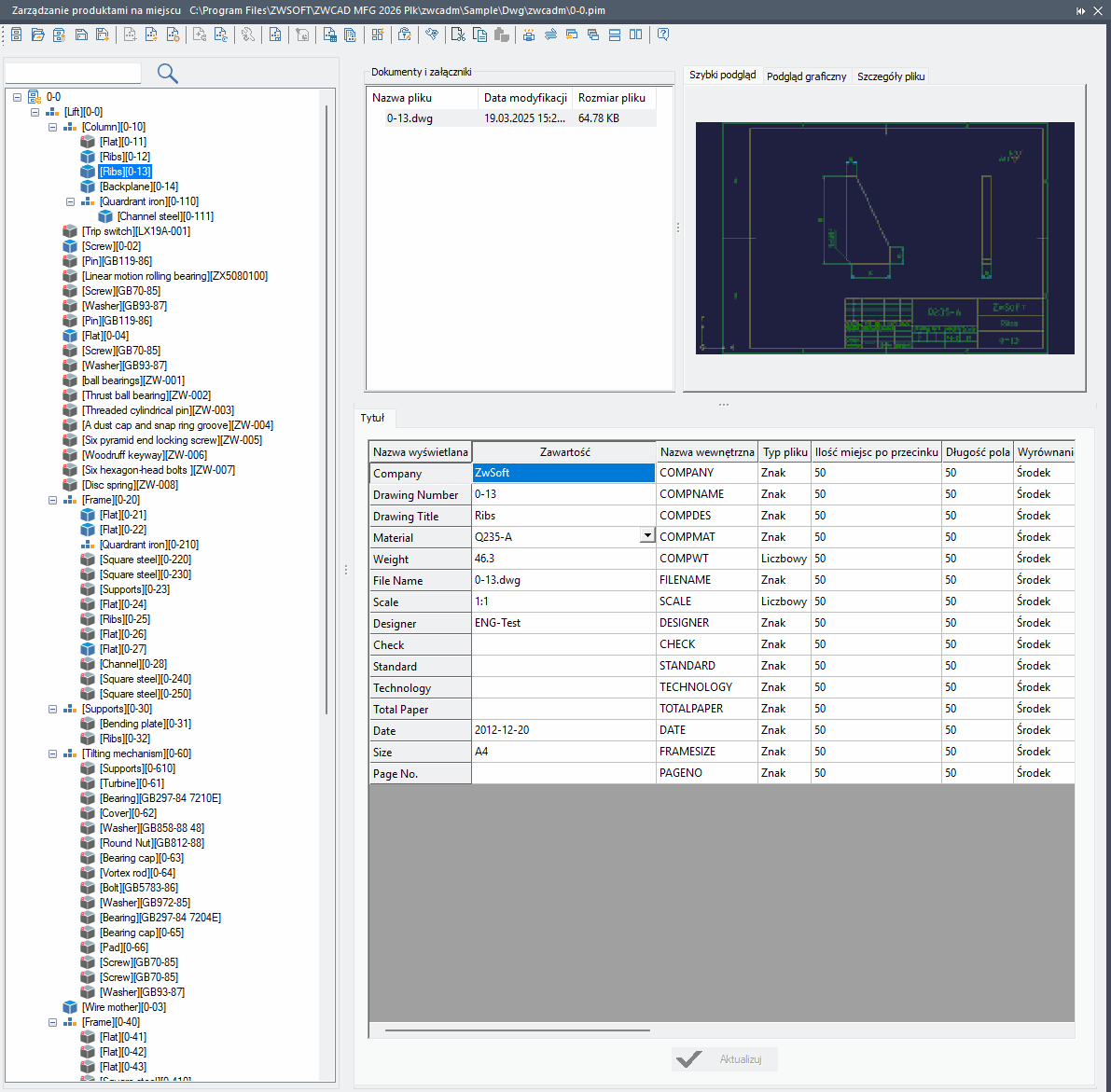 Zarządzanie produktami na miejscu