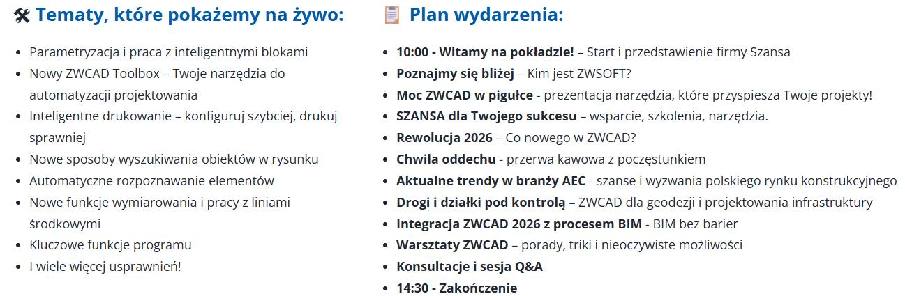 Plan wydarzenia warsztatów we Wrocławiu