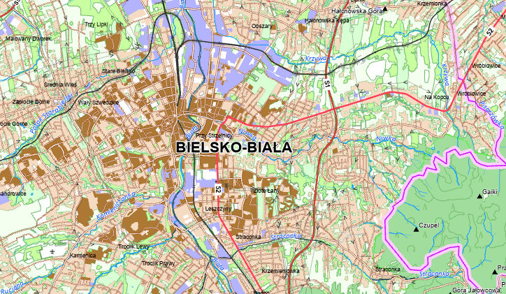 Geoportal - widok na Bielsko-Białą