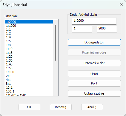 Edytuj listę skal w ZWCADzie