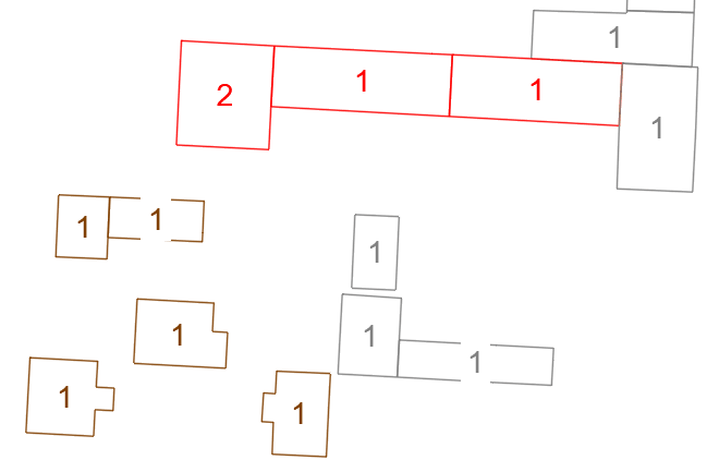 Opisane budynki numerami kondygnacji