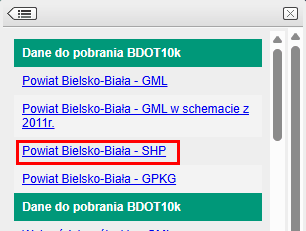 Pobieranie danych SHP powiatu