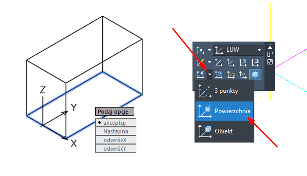Tworzenie LUW-a poprzez płaszczyznę