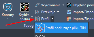 Menu tworzenia profilu podłużnego