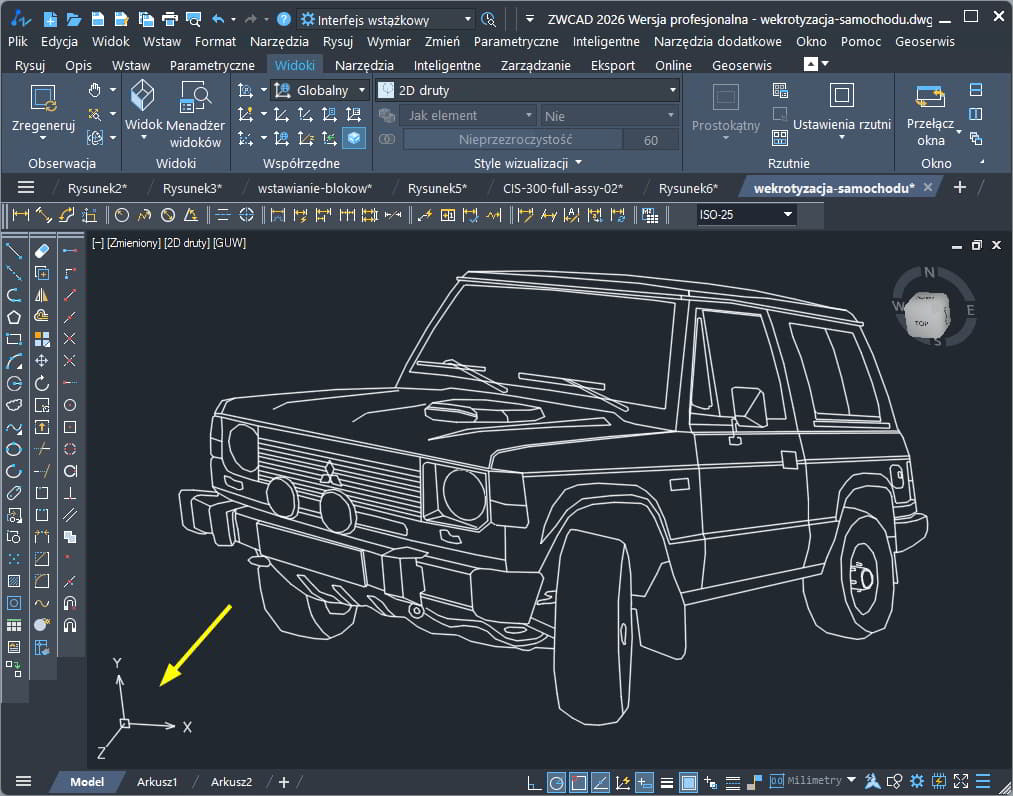 Układ współrzędnych w widoku 3D