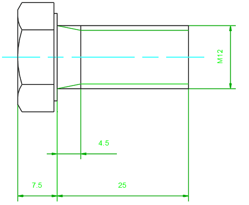 Przykładowy model części w rysunku CAD