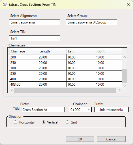 Tworzenie przekroju poprzecznego z płaszczyzny TIN