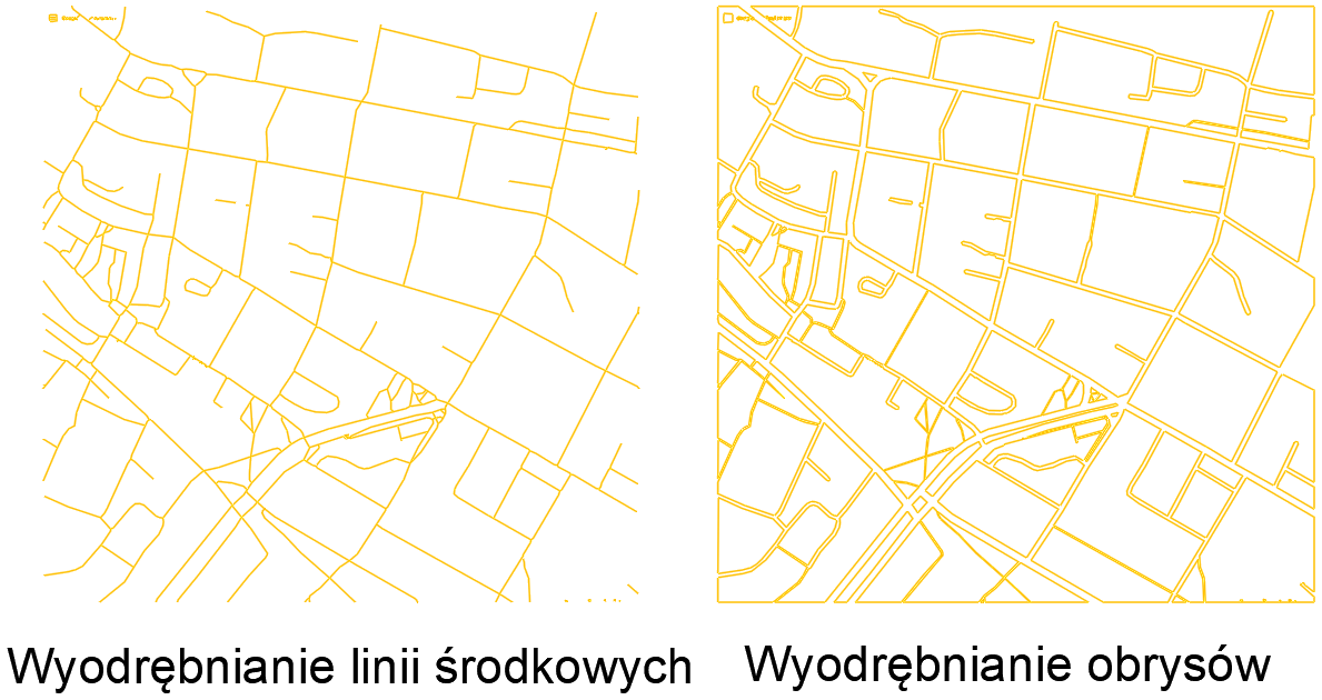 Wyodrębnianie linii środkowych i obrysów podczas wektoryzacji