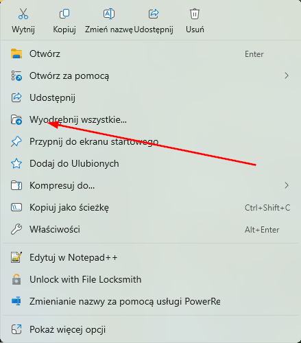 Wypakowywanie plików