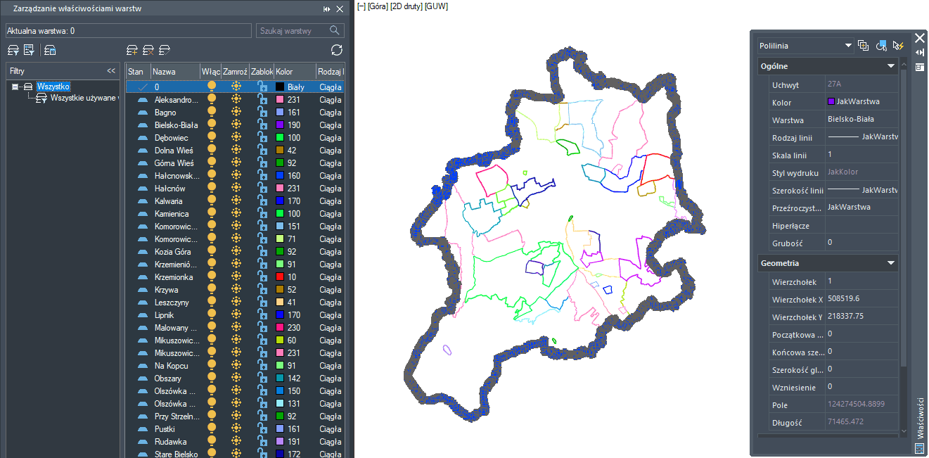 Zaimportowane dane SHP