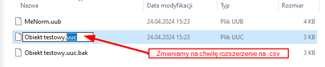 Zmiana rozszerzenia pliku w celu edycji