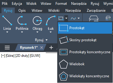 Rodzaje koncentrycznych obiektów na wstążce w ZWCADzie 2024