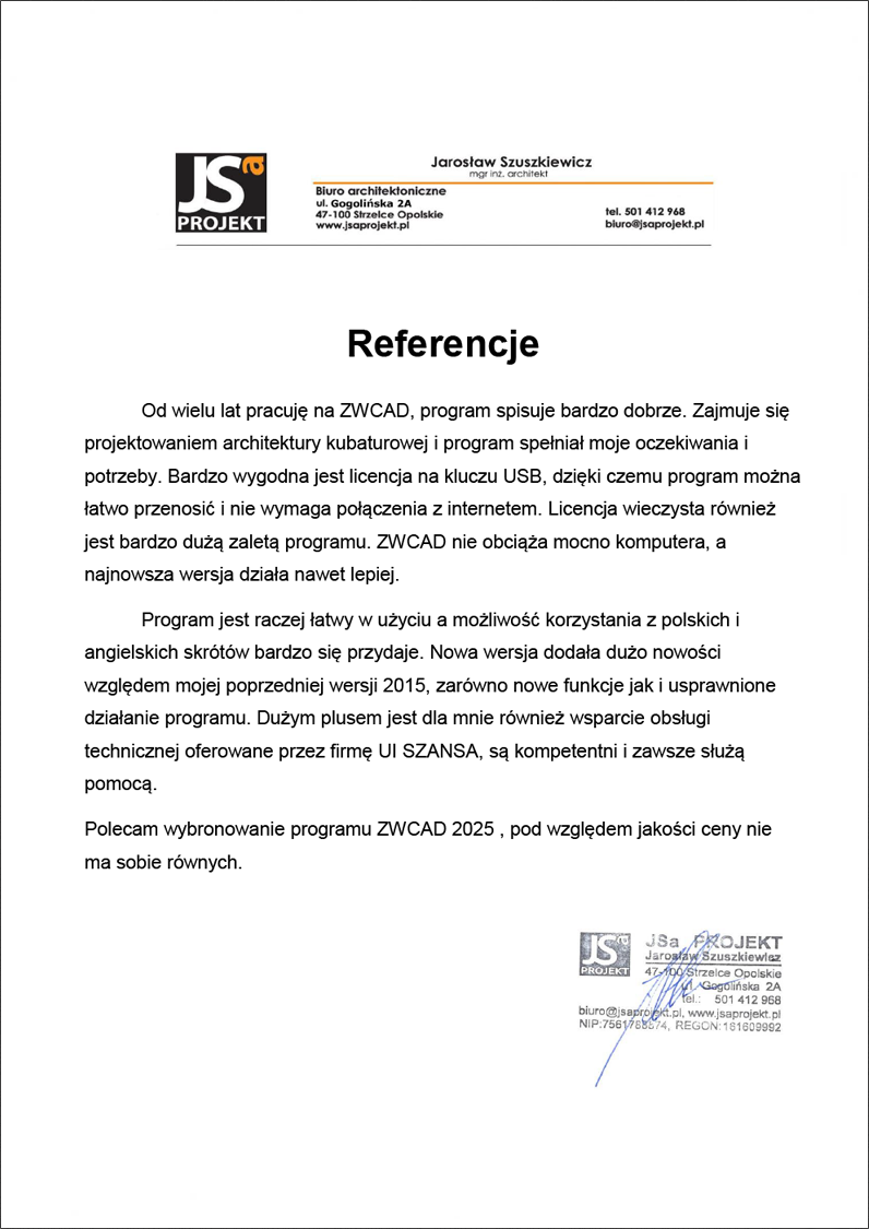 Opinia o zwcad - JSA Projekt