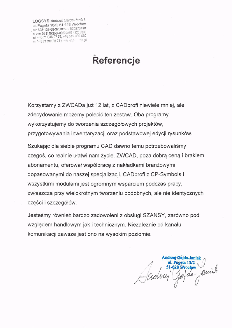 Opinia o zwcad - LogSys