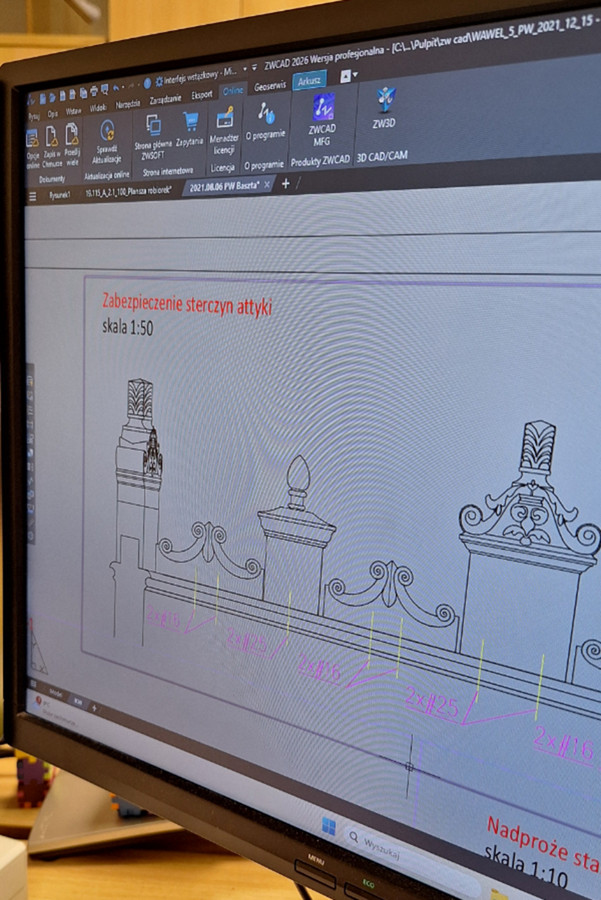 Projekt renowacji sterczyn attyki