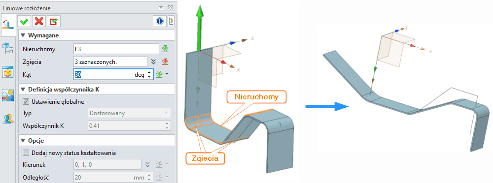 Arkusz blachy Liniowe rozłożenie Panel ZW3D