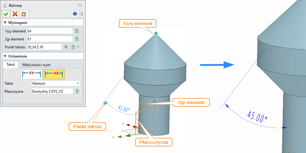 PMI ZW3D wymiar Kątowy - Panel