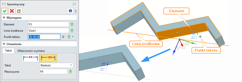 PMI ZW3D - Symetryczny Panel