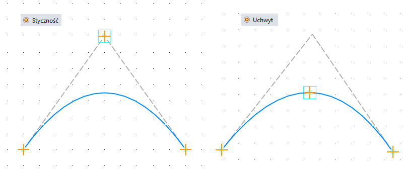 Szkic 3punktowa parabola Panel opcje styczności ZW3D