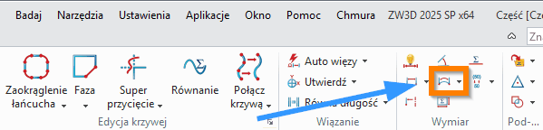 Szkic ZW3D - Długość łuku wstążka