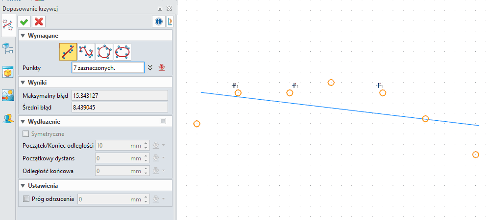 Szkic Dopasowanie krzywej ZW3D - Panel