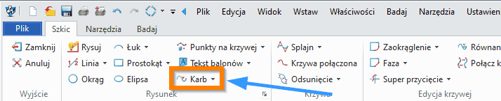 Szkic Karb ZW3D - wstążka