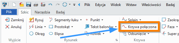 Szkic Krzywa polączona ZW3D - wstążka