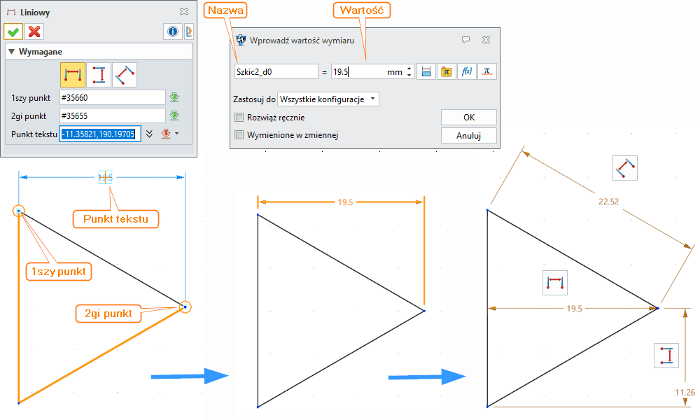 Szkic ZW3D Liniowy Panel