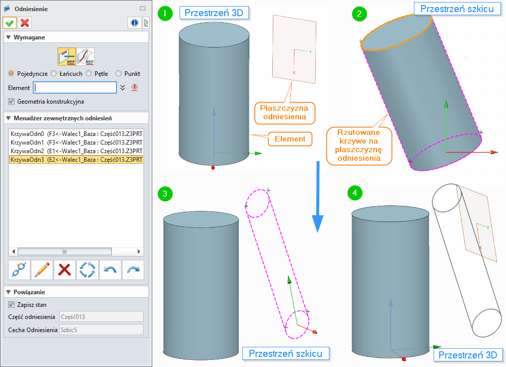 Szkic Odniesienie ZW3D - Panel