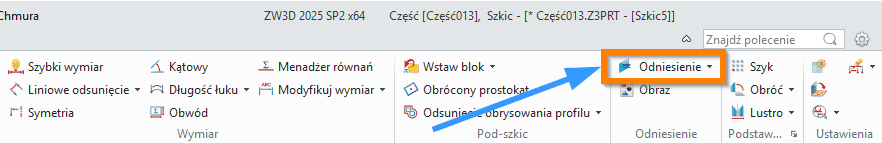 Szkic Odniesienie ZW3D wstążka