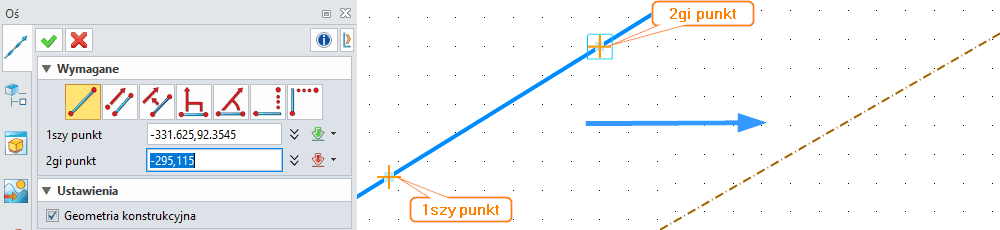 Szkic Oś ZW3D - Panel