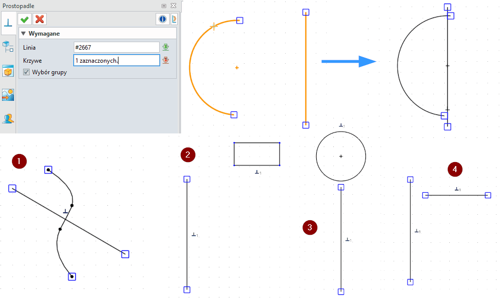 Szkic ZW3D - Prostopadle Panel