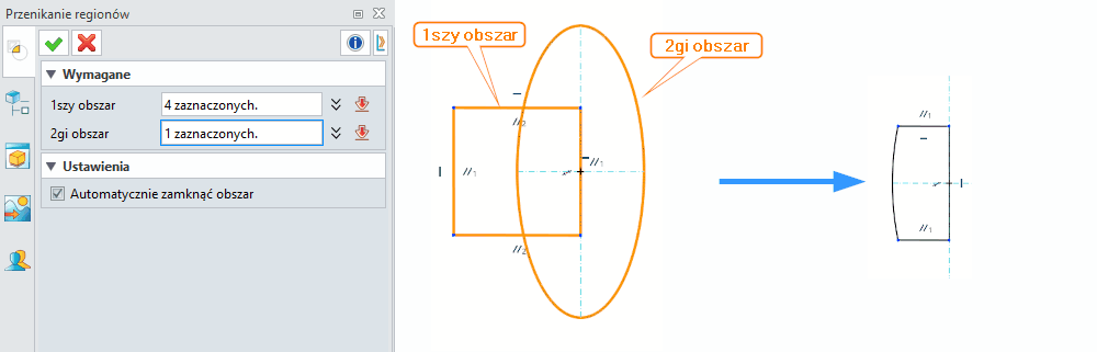 Szkic Przenikanie ZW3D regionów - Panel