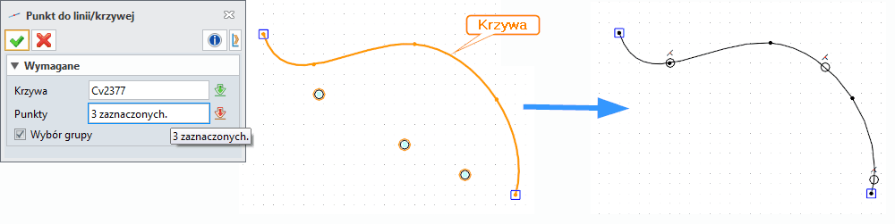 Szkic Punkt do linii krzywej ZW3d - Panel