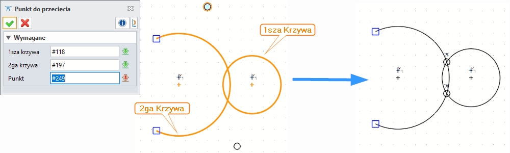 Szkic Punkt ZW3D do przecięcia Panel