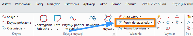 Szkic Punkt ZW3D do przęciecia wstążka