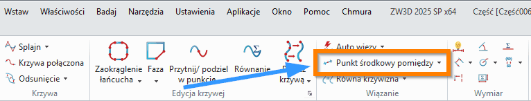 Szkic Punkt środkowy - pomiędzy wstążka