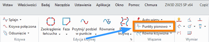 Szkic ZW3D - Punkty pionowo wstążka