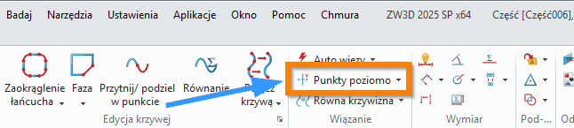 Szkic ZW3D - Punkty poziomo wstążka