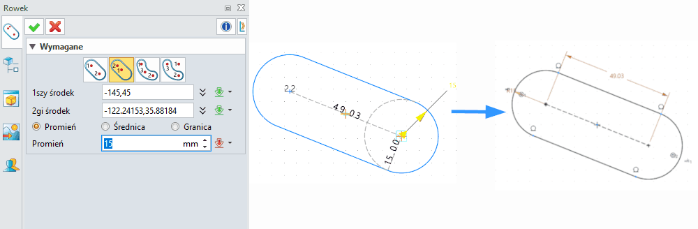 Szkic Rowek ZW3D - Panel