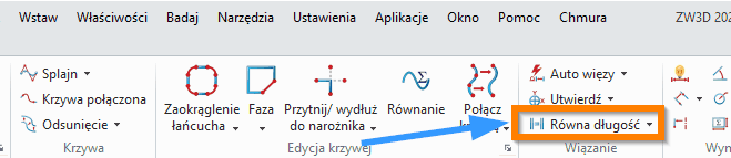 Szkic Równa długość ZW3D - wstążka