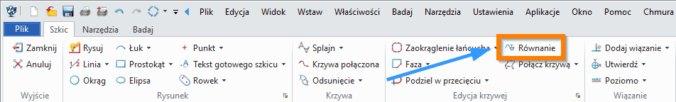 Szkic Równanie wstążka ZW3D