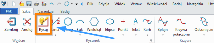 Szkic ZW3D - Rysuj - wstążka