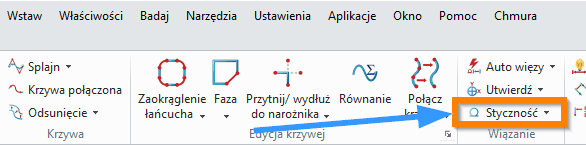 Szkic ZW3D Styczność wstążka