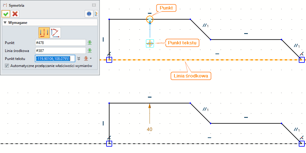 Szkic ZW3D Symetria - Panel