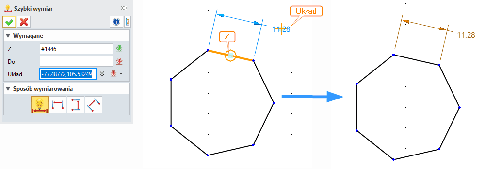 Szkic Szybki ZW3D - wymiar - Panel