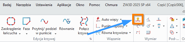 Szkic Szybki wymiar ZW3D - wstążka