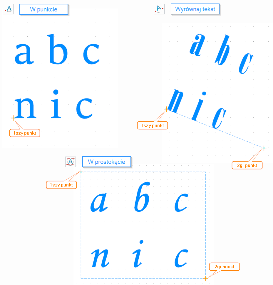 Szkic Tekst ZW3D - panel opcje