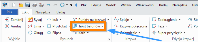 Szkic Tekst ZW3D balonów - wstążka